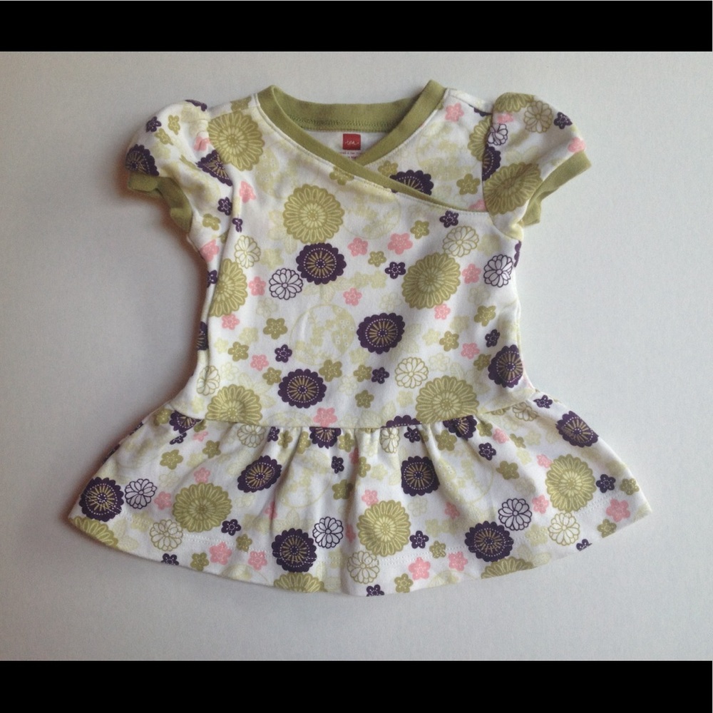 Girls green and purple floral Tea Collection dress